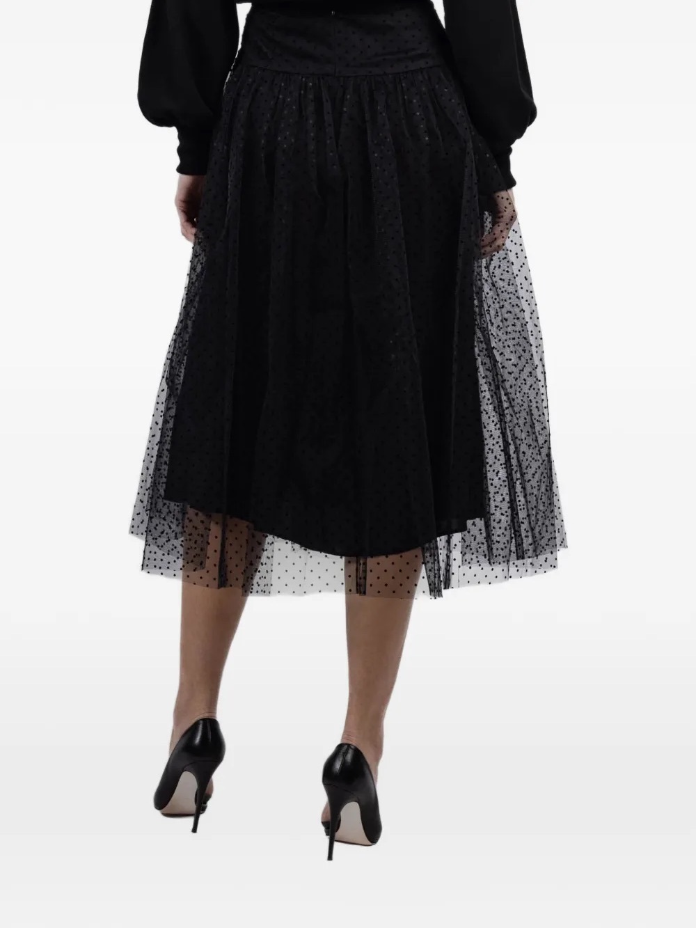 J. Crew Black Dotted Mesh Circle Skirt Sz L - Picture 2 of 6